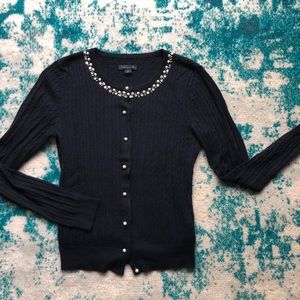 Tommy Hilfiger Navy Blue Cardigan w/ pearls size M